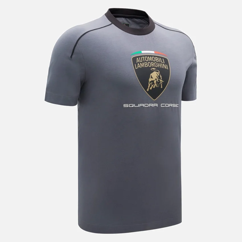 T-shirt desportiva cinzenta para homem da Automobili Lamborghini Squadra Corse T-shirt desportiva cinzenta para homem da Automobili Lamborghini Squadra Corse
