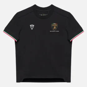 T-shirt desportiva tricolor preta para criança da Automobili Lamborghini Squadra Corse T-shirt desportiva tricolor preta para criança da Automobili Lamborghini Squadra Corse