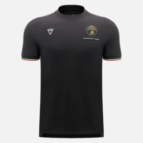 T-shirt desportiva tricolor preta para homem da Automobili Lamborghini Squadra Corse