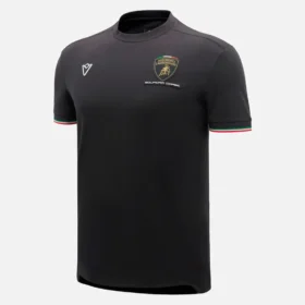 T-shirt desportiva tricolor preta para homem da Automobili Lamborghini Squadra Corse