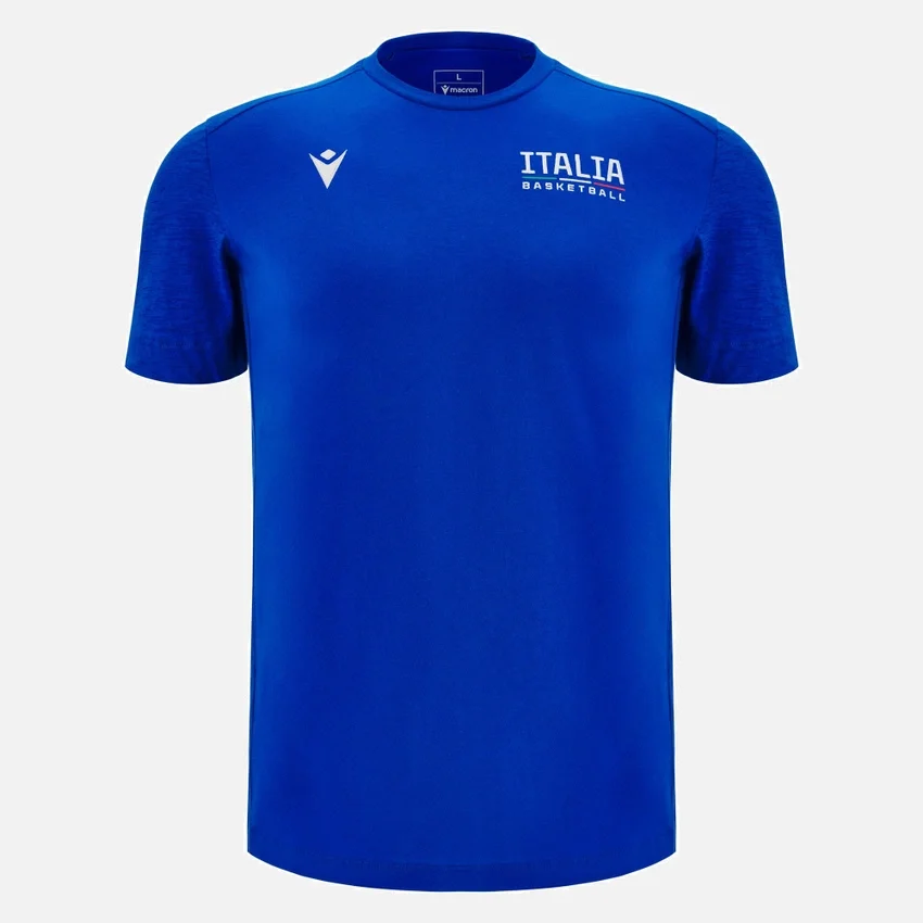 T-shirts de algodão de viagem para jogadores adultos Italbasket 2025/26 T-shirts de algodão de viagem para jogadores adultos Italbasket 2025/26