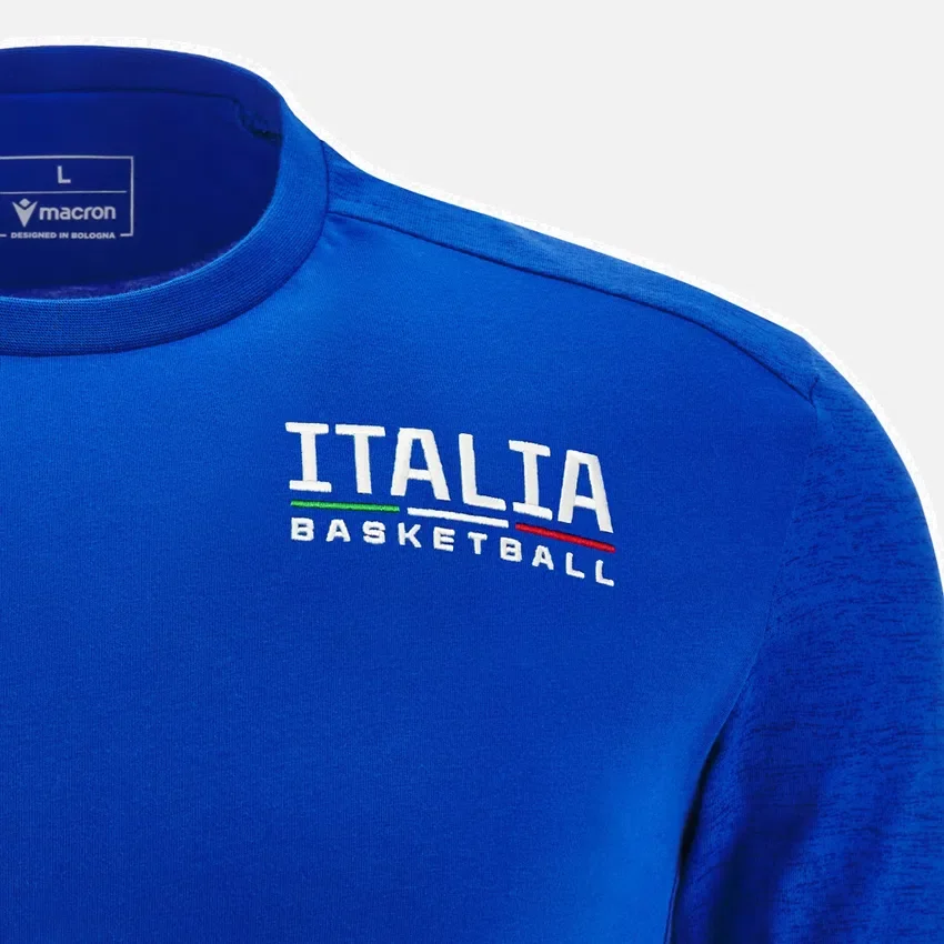 T-shirts de algodão de viagem para jogadores adultos Italbasket 2025/26 T-shirts de algodão de viagem para jogadores adultos Italbasket 2025/26
