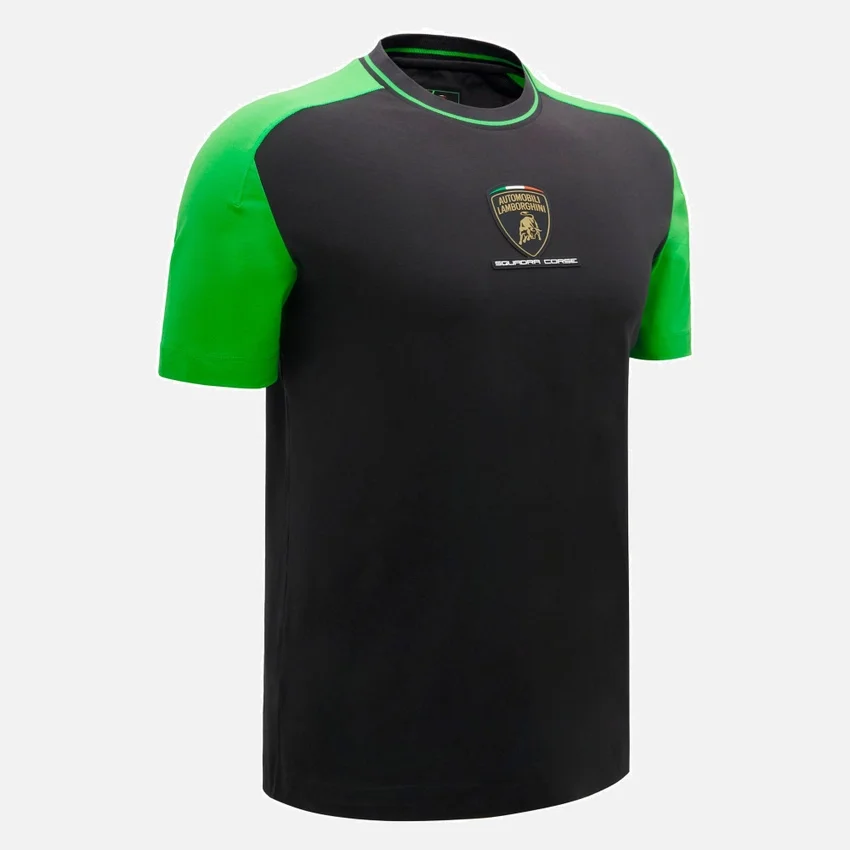 T-shirts desportivos masculinos pretos Automobili Lamborghini Squadra Corse T-shirts desportivos masculinos pretos Automobili Lamborghini Squadra Corse
