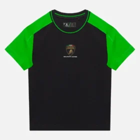 T-shirts esportivas infantis pretas da Automobili Lamborghini Squadra Corse
