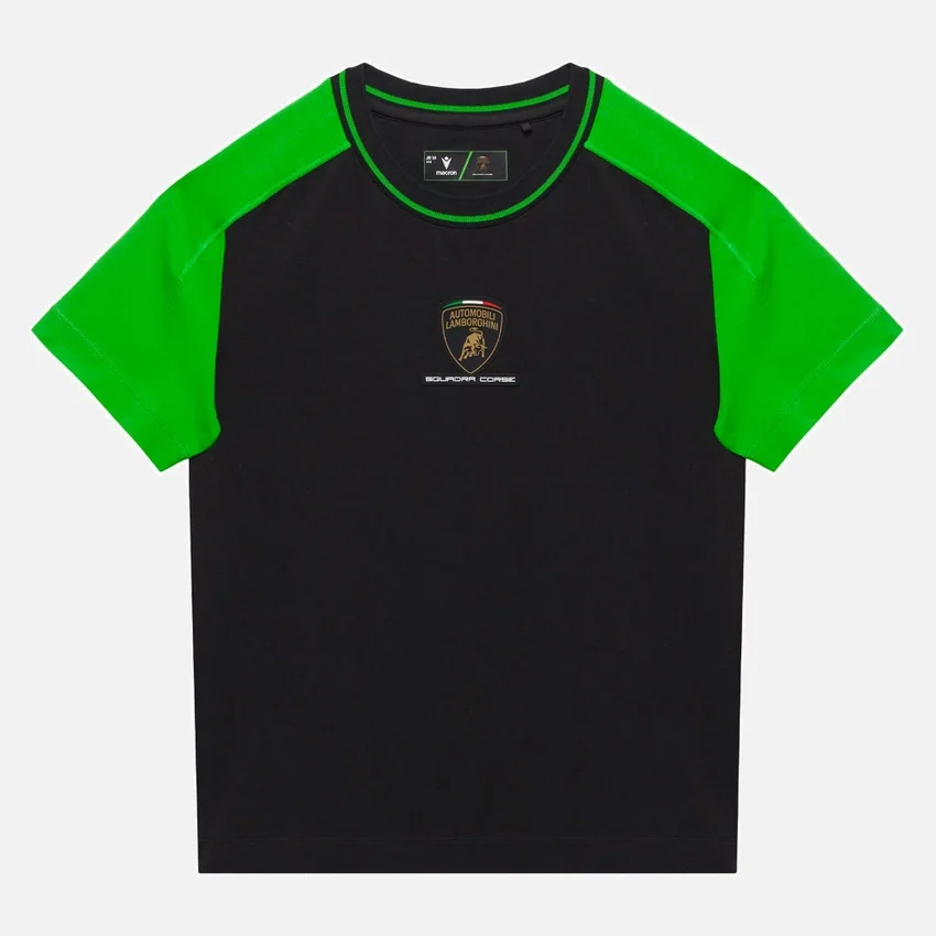 T-shirts esportivas infantis pretas da Automobili Lamborghini Squadra Corse T-shirts esportivas infantis pretas da Automobili Lamborghini Squadra Corse